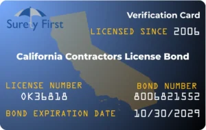 California Contractors Bond ID Card Image